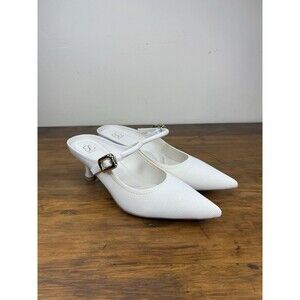 Cosy Island GraceLithe Pointed Mules Mary Jane Heels Cream White Womens Size 10